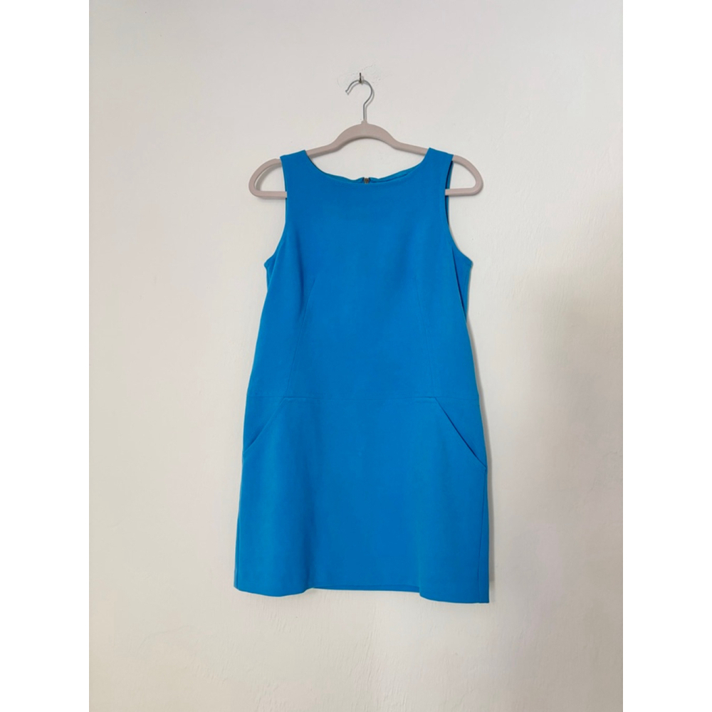 Women's Blue Sleeveless Mini Dress with Pockets